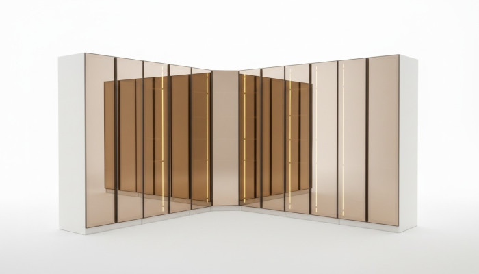 Designer Weißer Kleiderschrank L-Form Schrank Luxuriöser Glasschrank