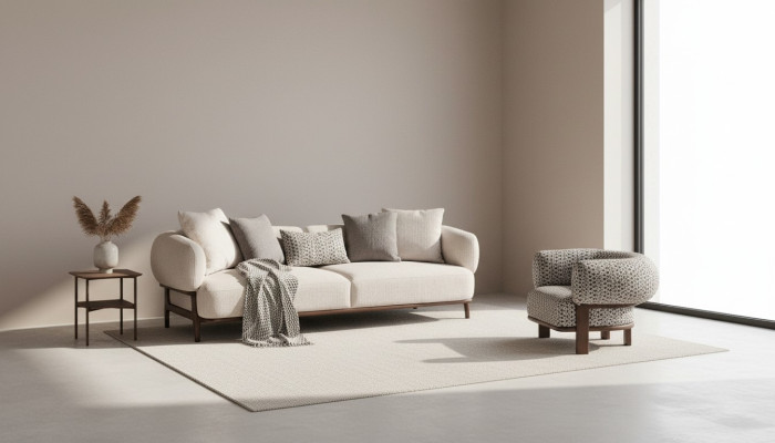 Graue Wohnzimmer Sofas Luxuriöser Lehnsessel Textilcouchen 2tlg Garnitur