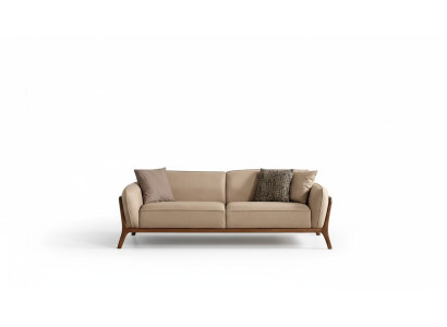 Moderne Beige Textilcouch Designer Möbel Wohnzimmer Edle Polstersofas