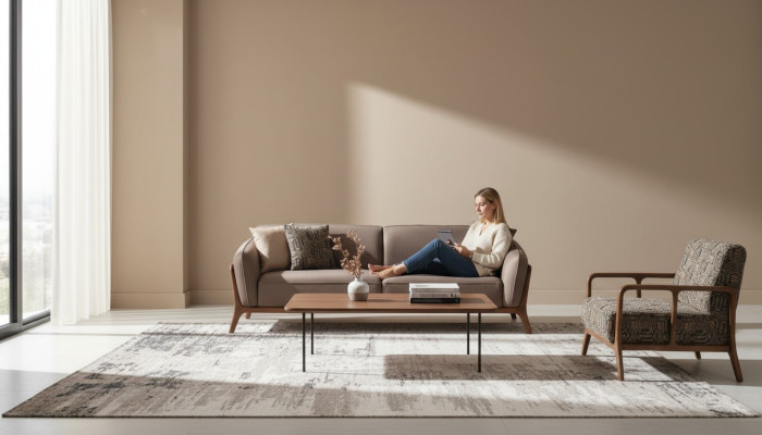 Braune Moderne 3-Sitzer Couch Wohnzimmer Sessel 2tlg Edle Sitzgarnitur