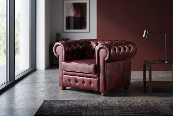 Sessel Chesterfield Bordeaux Einfarbig Chesterfield Wohnzimmer Klassisch