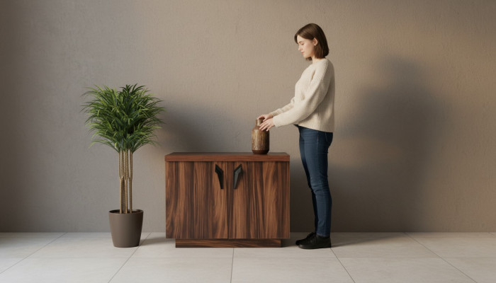 Kommode Braun Zweitürig Büro Arbeitszimmer Modern Rechteckig Sideboard
