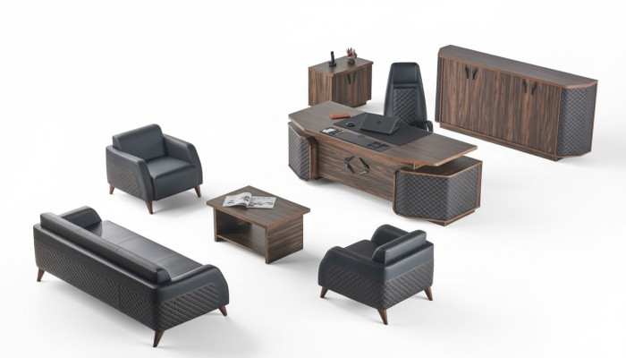 Schreibtisch Sofas Arbeitszimmer Komplett Set Büroeinrichtung Garnitur