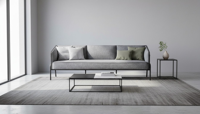 Ledersofa 3-Sitzer Grau Couch Modern Dreisitzig Textil Edelstahl Leder