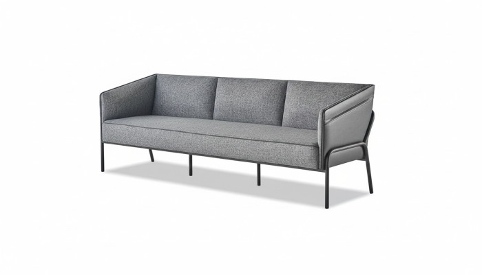 Ledersofa 3-Sitzer Grau Couch Modern Dreisitzig Textil Edelstahl Leder