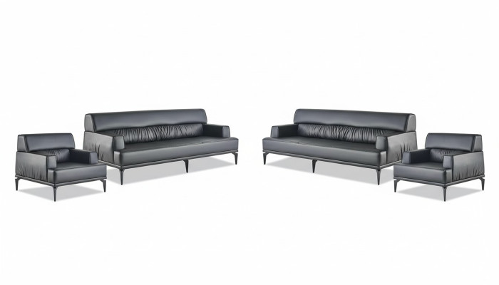 Sofagarnitur Couch Polster Möbel Büroeinrichtung Sitzer Schwarz Sofa-Set 4tlg.