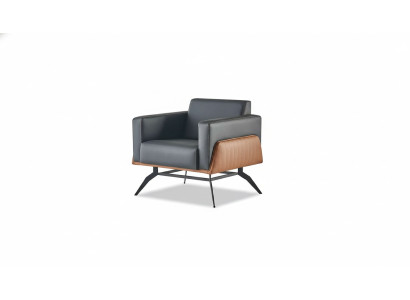 Lehnsessel Sessel 1-Sitzer Sitzmöbel Modern Leder Edelstahl Holz Zweisitzig