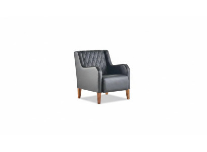 Lehnsessel Schwarz Sessel Leder Holz Modern 1-Sitzer Weiche Sitzmöbel