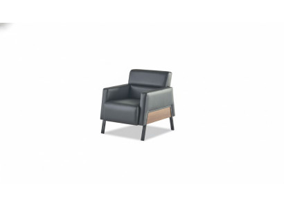 Sessel Schwarz Modern 1-Sitzer Arbeitszimmer Wohnzimmer Ledersessel Weich
