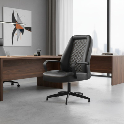 Ledersessel Schwarz Bürostuhl Modern Arbeitszimmer Büro Sessel Leder