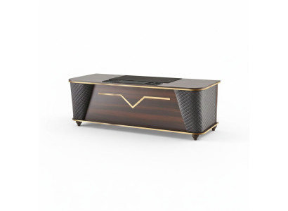 Bürotisch Braun Schwarz Holz Modern Stil Rechteckig Arbeitszimmer Büro