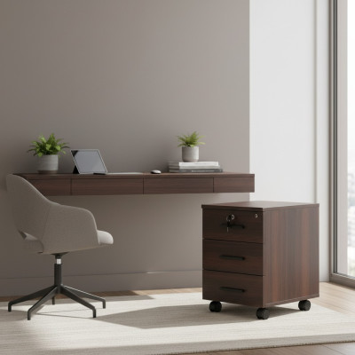 Kommode Schubladen Arbeitszimmer Modern Rollen Rechteckig Form Braun
