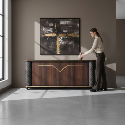 Sideboard Braun Schwarz Zweifarbig Modern Türen Arbeitszimmer Rechteck