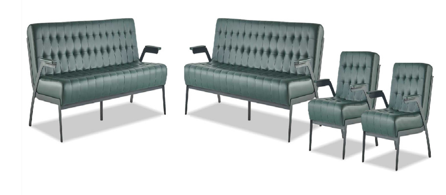 Sofagarnituren-Set 3-Sitzer Sessel Grün Chesterfield Modern Ledersofas