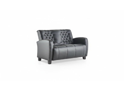 Ledesofa Chesterfield Couch 2-Sitzer Sofa Modern Zweisitzig Leder Holz