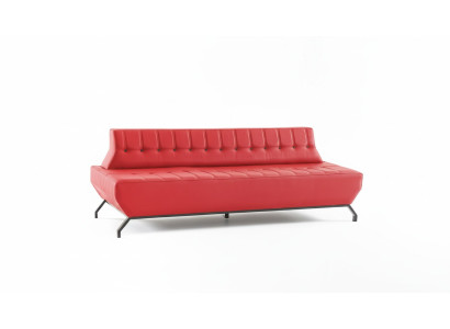 Couch Art Deco Design Rot 3-Sitzer Sofa Sitzmöbel Chesterfield Knöpfe
