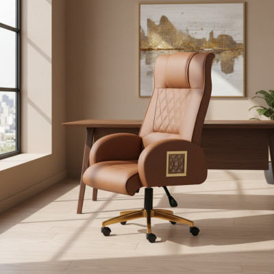 Bürostuhl Braun Braun Arbeitszimmer Rollen Modern Chefsessel Drehsessel