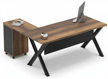 Ecktisch Tisch Stauraum Aufbewahrungstisch Arbeitszimmer Braun Schwarz