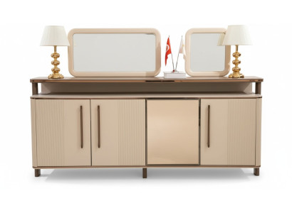 Elegantes Beiges Holz Sideboard mit Spiegel modern