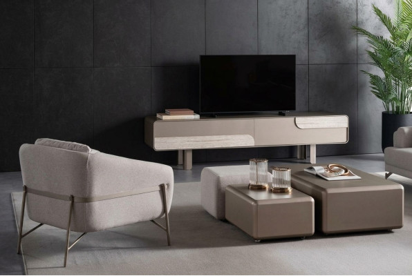 Moderný béžový stôl s TV skrinkom