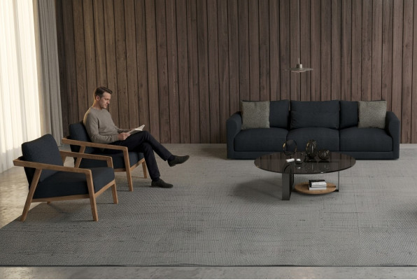 Sofa s tromi sedadlami s pohodlnými a estetickými chaise longues - na každodenné použitie