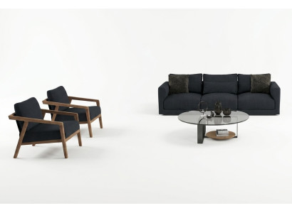 Sofa s tromi sedadlami s pohodlnými a estetickými chaise longues - na každodenné použitie