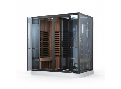 Wellness-Sauna mit Dusche Dampfbadkabine Multifunktionsdusche 200x130 cm