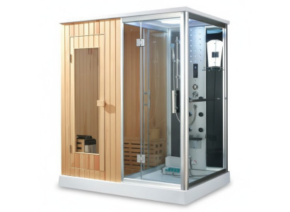 Wellnesskabine Sauna 2-in-1 Wellnesskabine Dampfsauna Saunaraum 200x130 cm