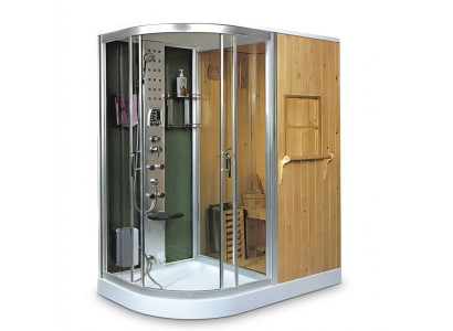 Wellness-Sauna mit Dusche Dampfbadkabine Multifunktionsdusche 170x110 cm