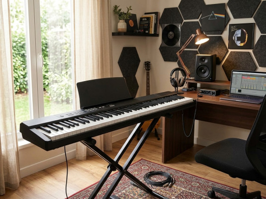 Prenosni digitalni piano z 88 tipkami: Bluetooth, povezava z aplikacijo in povezava za mikrofon