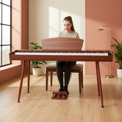 Digitálne piano z červeného čerešňového dreva na 135 cm