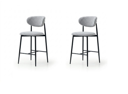 2x Barhocker Modern Stoff Komfortabel Grau Weich Bequem