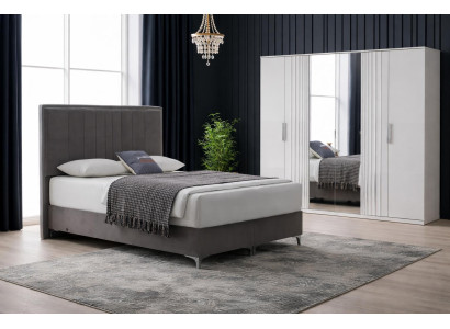 Zeitloses Schlafzimmer-Set mit Bett und Kleiderschrank 2tlg