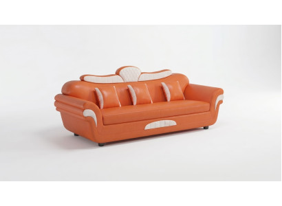 3-Sitzer Sofa Modern Orange Weiß Elegant Couch Polstersofa Wohnzimmer