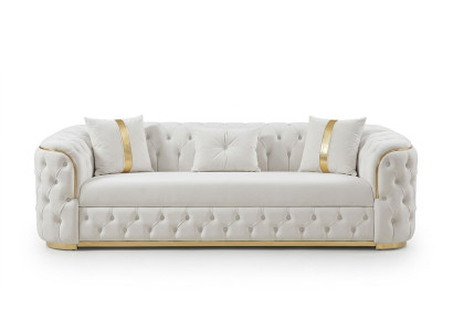 Zeitloses Weißes Stoffsofa Exklusive Schlafcouch Wohnzimmer Möbel