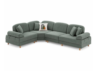 Wohnzimmer Sofa L Form grün gemütlich modern Eckcouch weiche Polster