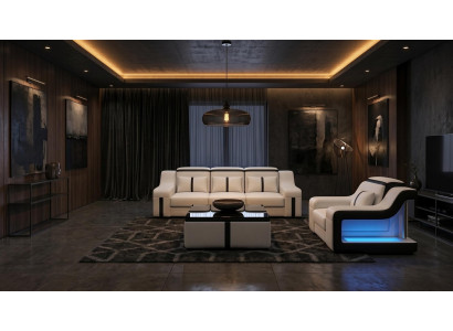 Wohnzimmer Set Modern Weiß Exklusive Sofagarnitur 3-Sitzer Sofa Sessel