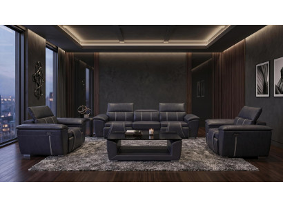 Wohnzimmer Set Modern Schwarz Exklusive Sofagarnitur 3+1+1 Wohnset