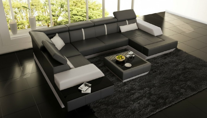 Ledersofa Wohnlandschaft Couch Sofa Ecksofa Eckcouch Ledercouch Poster Ecke-Sofa