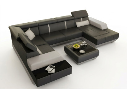 Ledersofa Wohnlandschaft Couch Sofa Ecksofa Eckcouch Ledercouch Poster Ecke-Sofa
