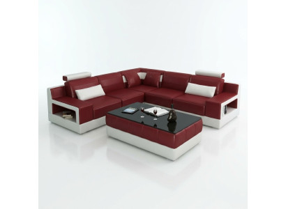 Ledersofa Ecksofa Design Couch Bettfunktion Garnitur Wohnlandschaft Polster Neu