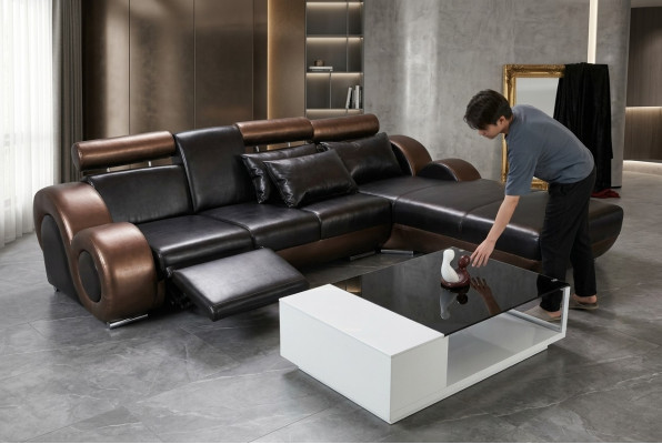 Elegante Designer Eckcouch Berlin II Ledersofa Ecksofa Sofa Couch