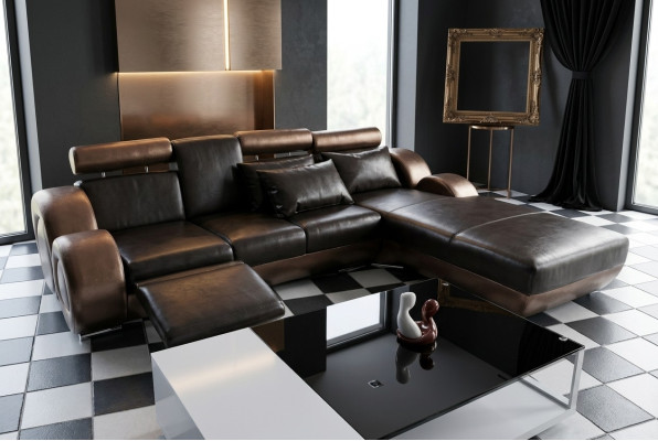Elegante Designer Eckcouch Berlin II Ledersofa Ecksofa Sofa Couch
