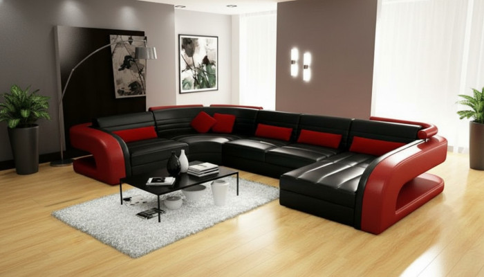 Ledersofa wohnlandschaft couch garnitur polsterecke eckcouch sofa u Form Bergamo