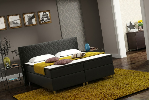 Boxspringbett Box Hotel Bett mit Visco & Matratze Lederbett Betten Doppelbett K3