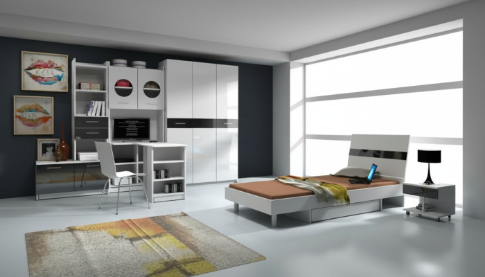Jugendzimmer 7 tgl. Komplett Schlafzimmer Kinder Bett Schrank Schreibtisch Neu