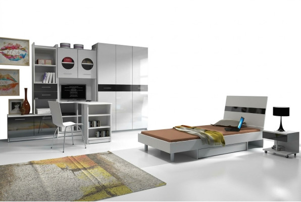 Jugendzimmer 7 tgl. Komplett Schlafzimmer Kinder Bett Schrank Schreibtisch Neu