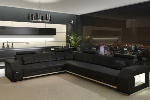 Ledersofa Couch Sofagarnitur 3+2+1 Sitzer Garnitur Design Modern Sofa