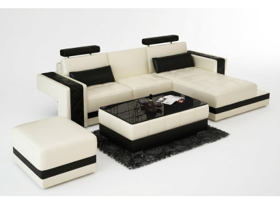  Ledersofa Couch Wohnlandschaft Ecksofa Eck Dekor Garnitur Design Modern