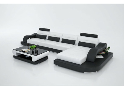 Sofa Ledersofa Couch Wohnlandschaft Ecksofa Eck Garnitur Modern Design
